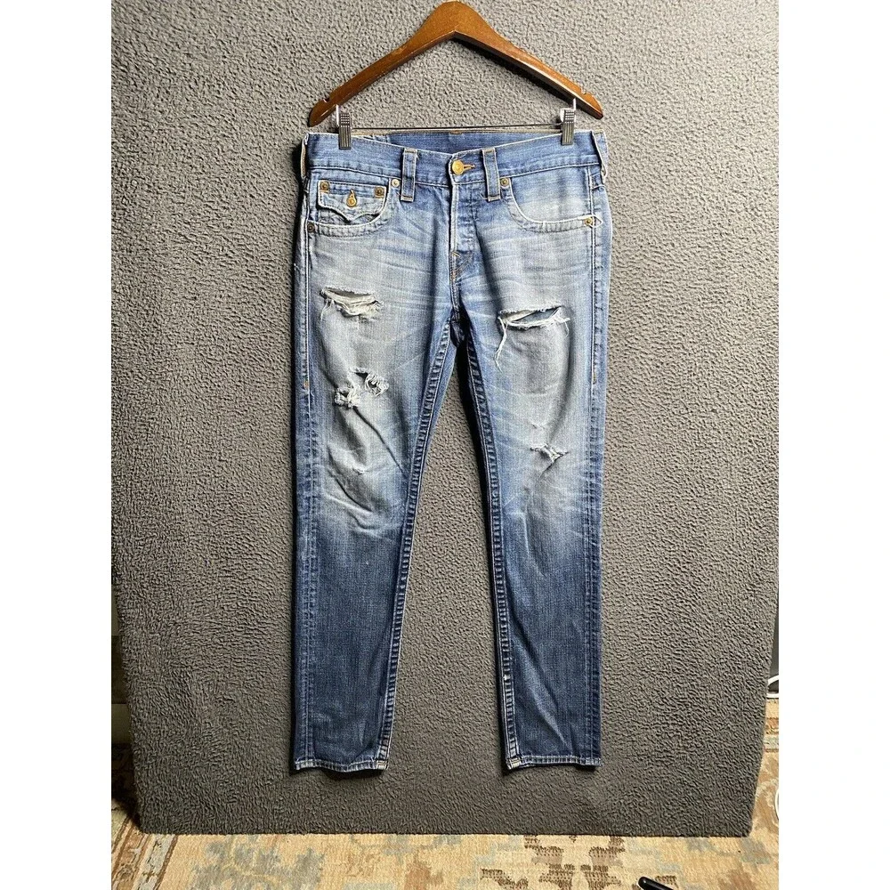 Vintage Y2K True Religion Zach Mens Jeans Straight Button Fly W32 L32 USA Made